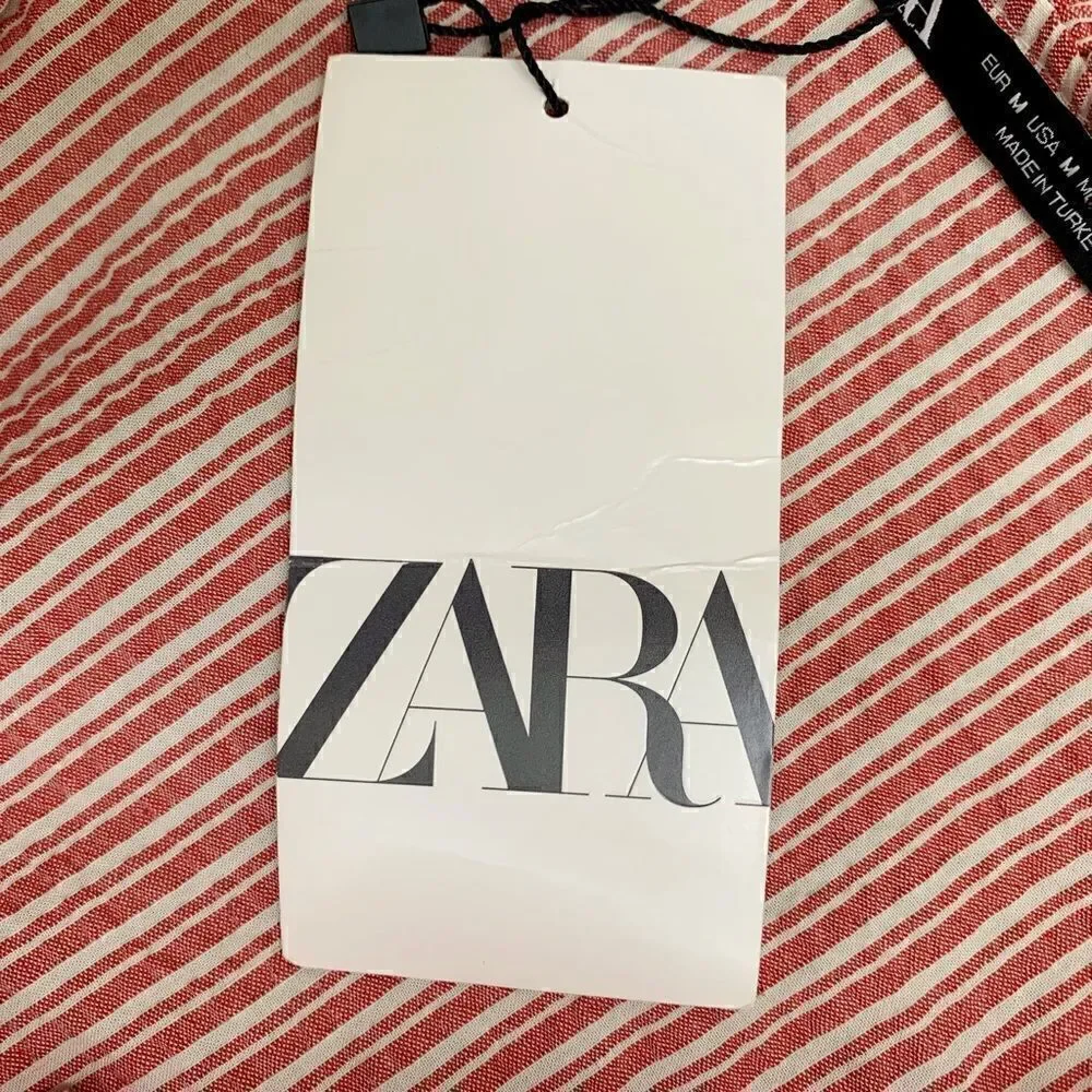 NWT Zara Women’s Size Medium Striped Ruffles Crop Top